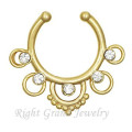 Rose Gold Plated Rhinestone Septum Clip Tribal Faux Septum